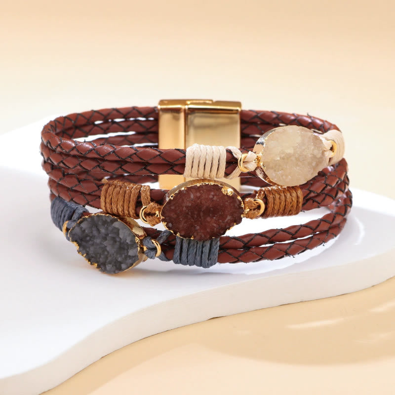 FuAttract Harmony Prosperity & Vitality Clear Quartz Citrine Red Crystal Triple Layer Woven Leather Bracelet - image 6