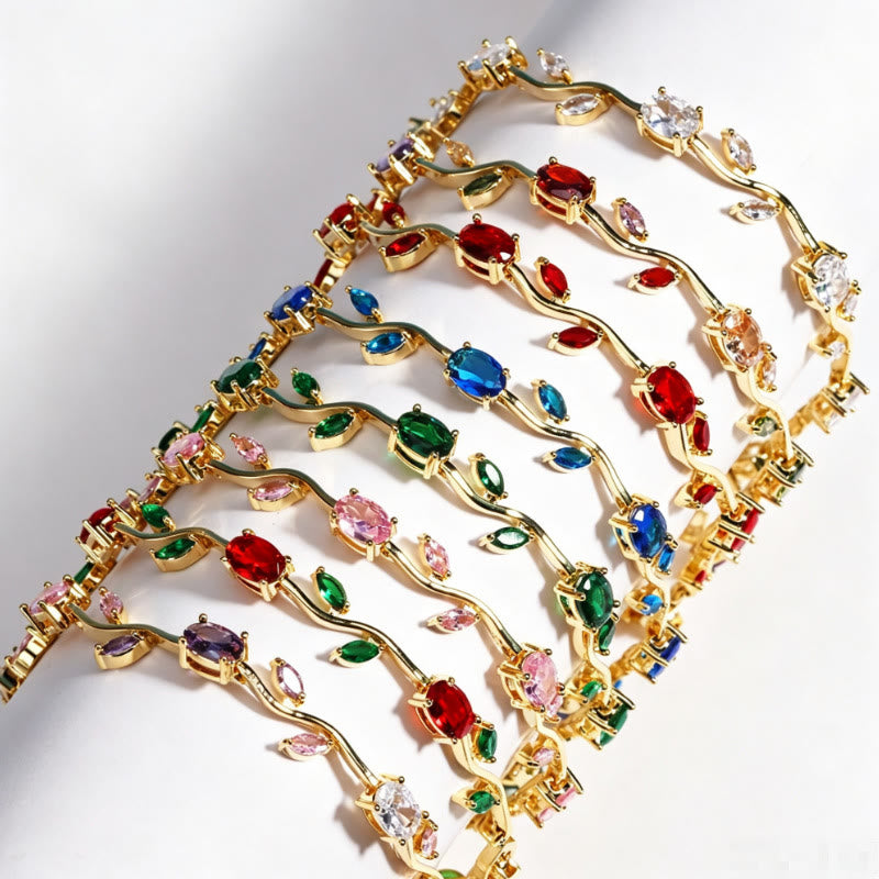 FuAttract Growth Elegance & Vitality Colorful Zircon Alloy Leaf Fashion Bracelet - image 1
