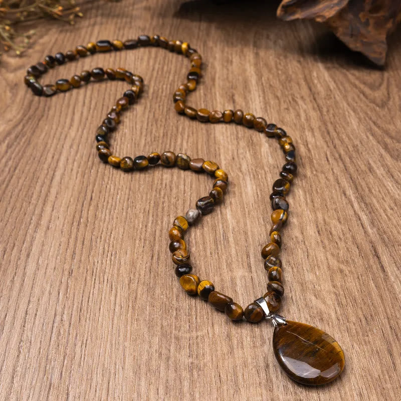 FuAttract Wisdom Clarity & Inner Peace Lapis Lazuli Teardrop Pendant Sweater Necklace - Tiger's Eye - image 12
