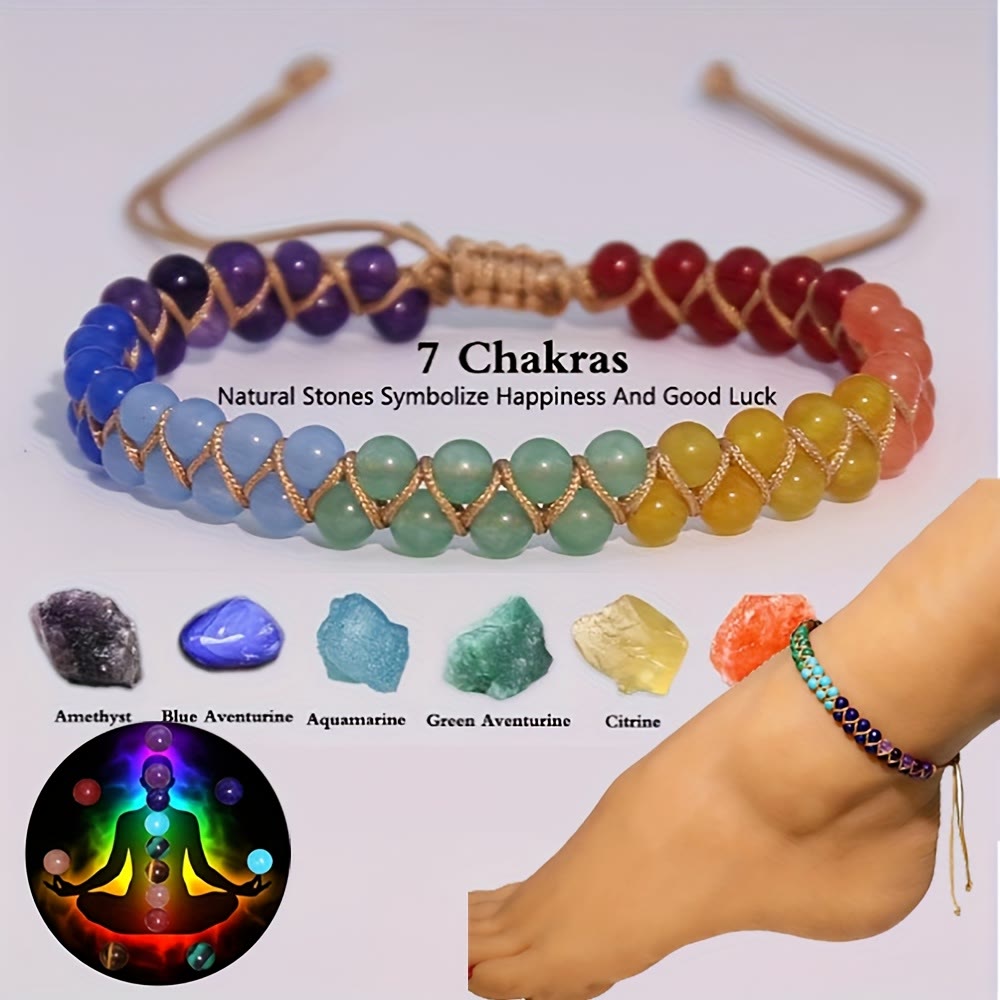 FREE Today: Alignment Harmony & Luck Amethyst Lapis Lazuli Aquamarine Seven Chakra Double Layer Woven Bracelet - image 5