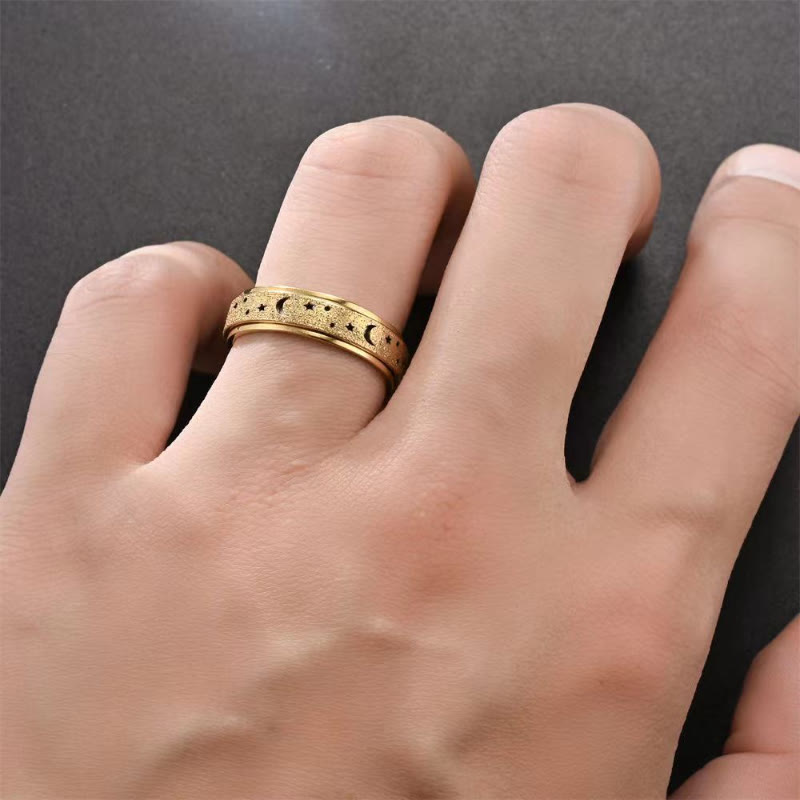 FREE Today: Guidance Harmony & Cosmic Energy Stainless Steel Hollow Star Moon Rotating Ring - image 3