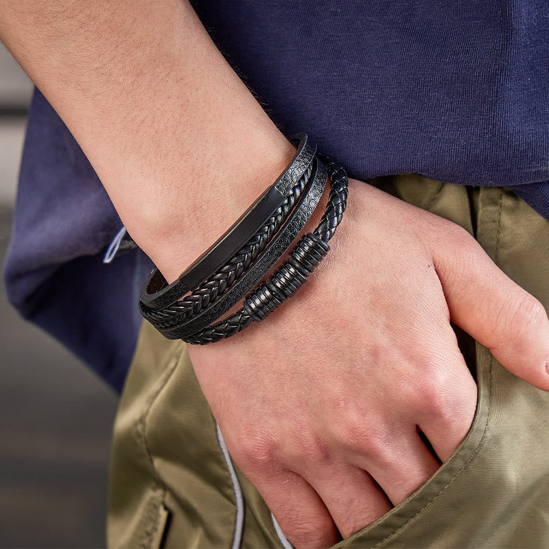 FuAttract Confidence & Strength Zinc Alloy Magnetic Clasp Fashion Woven Leather Bracelet - image 3