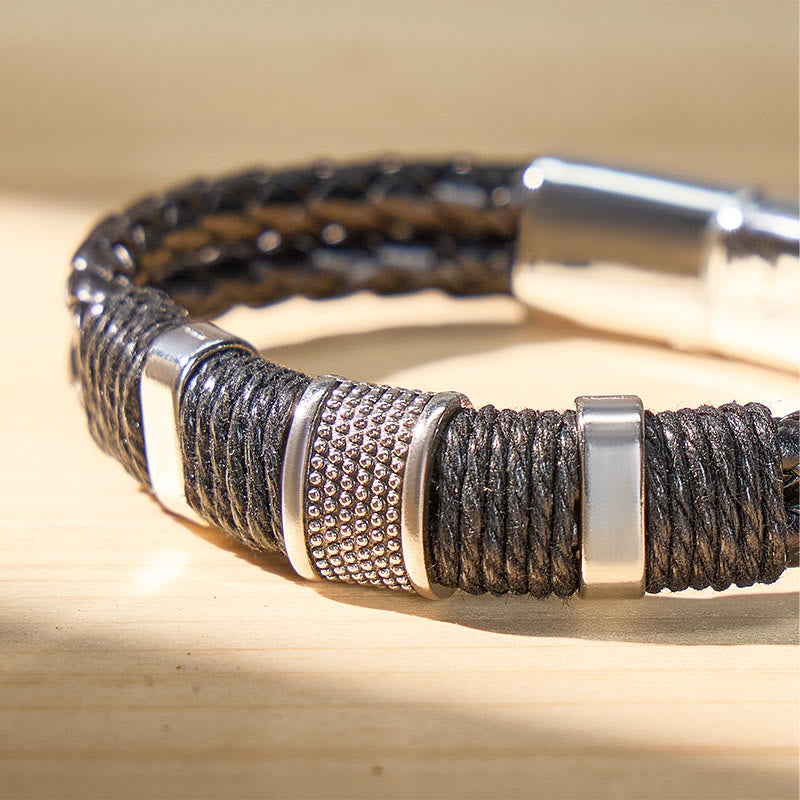 FuAttract Strength & Positive Energy Vintage Double Layer Woven Leather Bracelet - image 4