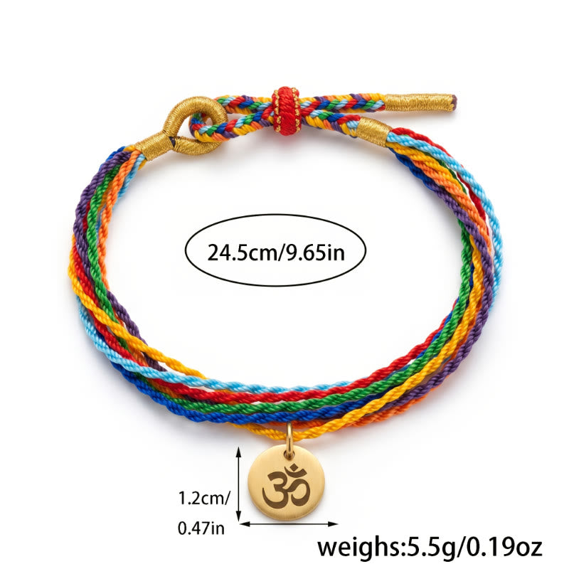 FuAttract Alignment Harmony & Growth 7 Chakra OM Pendant Colorful Braided Bracelet - image 3