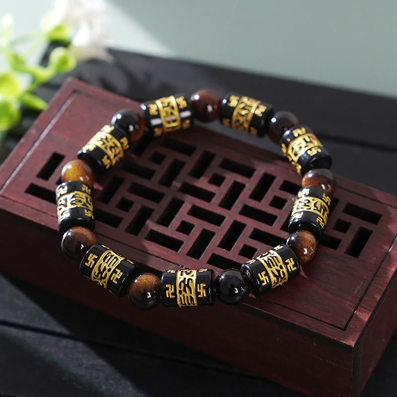 FuAttract Protection Luck & Prosperity Colorful Om Mani Mantra Fortune Money Bracelet - Tiger Eye - image 13