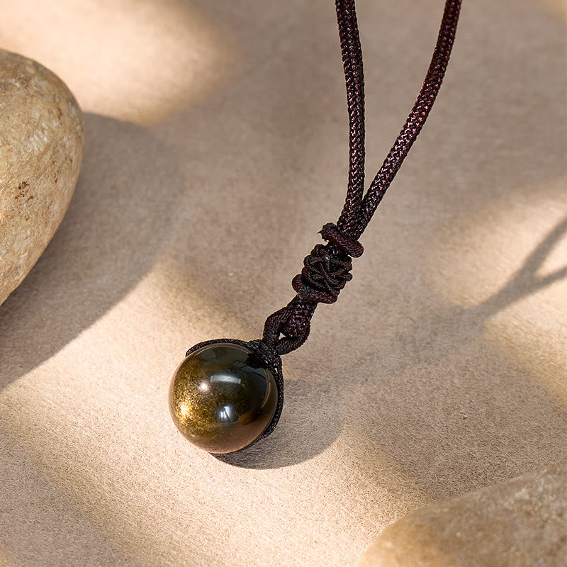 FuAttract Protection Prosperity & Luck Golden Obsidian Fortune Pendant Necklace - image 3