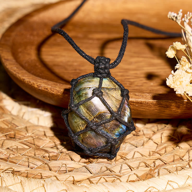 FuAttract Intuition Balance & Protection Labradorite Woven Energy Pendant Necklace - image 3