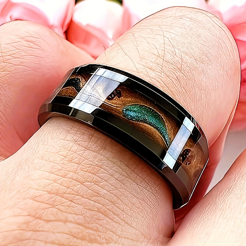 FuAttract Protection Strength & Transformation Black Stainless Steel Flowing Sand Pattern Ring - image 3