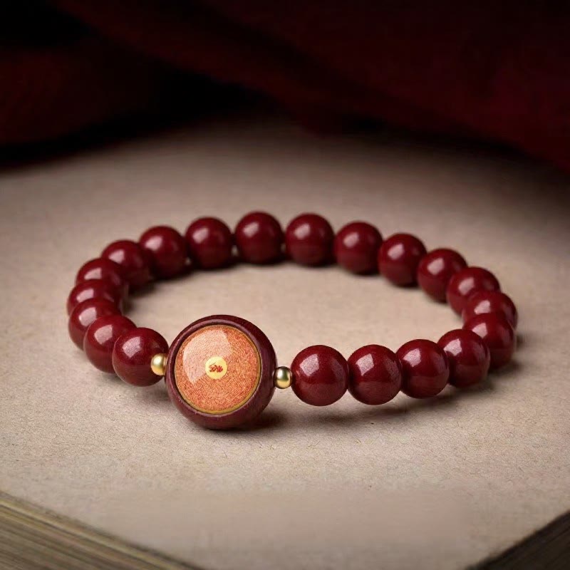 FuAttract Protection Guardian & Good Fortune Shan Gui Amulet Coin Om Mani Mantra Small Round Cinnabar Bracelet - Shurangama Mantra - 12mm - image 7