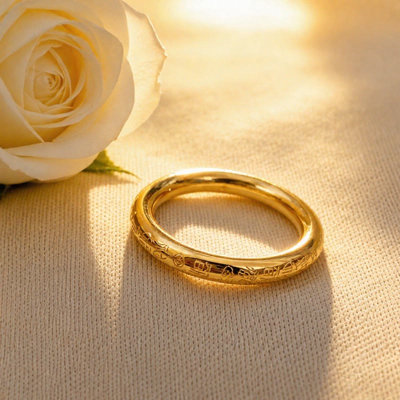 FuAttract Prosperity Luck & Good Fortune Gold FU Stainless Steel Ring - image 1