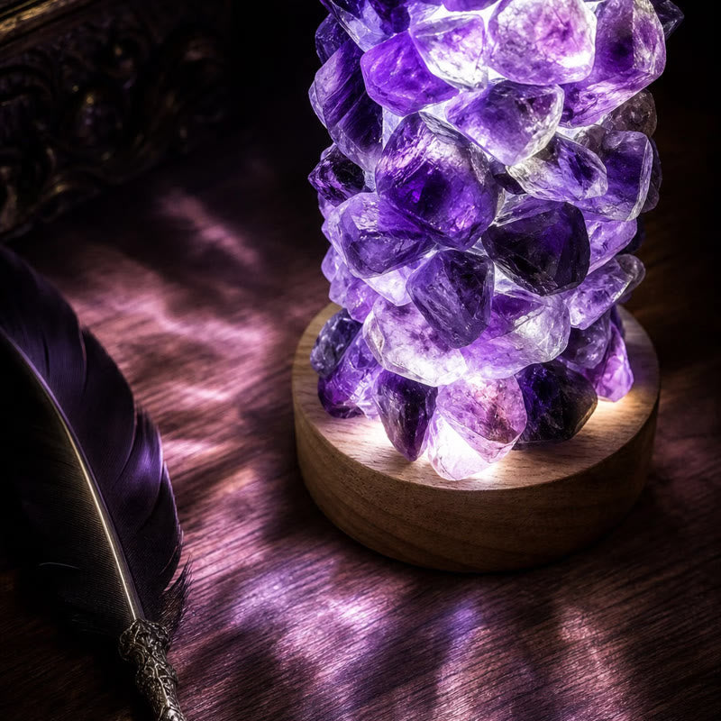 FuAttract Healing Clarity & Inner Peace Amethyst Chips Crystal Night Lamp Cool Light Home Decor - image 5