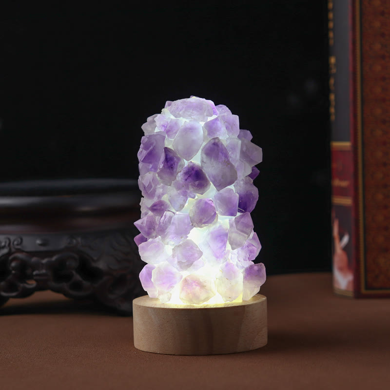 FuAttract Healing Clarity & Inner Peace Amethyst Chips Crystal Night Lamp Cool Light Home Decor - image 3