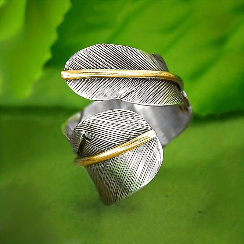 FREE Today: Freedom Elegance & Harmony Vintage Feather Zinc Alloy Open Ring - Silver - image 0