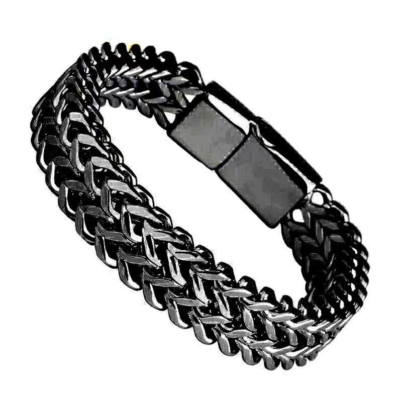 FREE Today: Strength Stability & Connection Woven Square Reversible Stainless Steel Bracelet - Black - 23CM(5x10mm) - image 9
