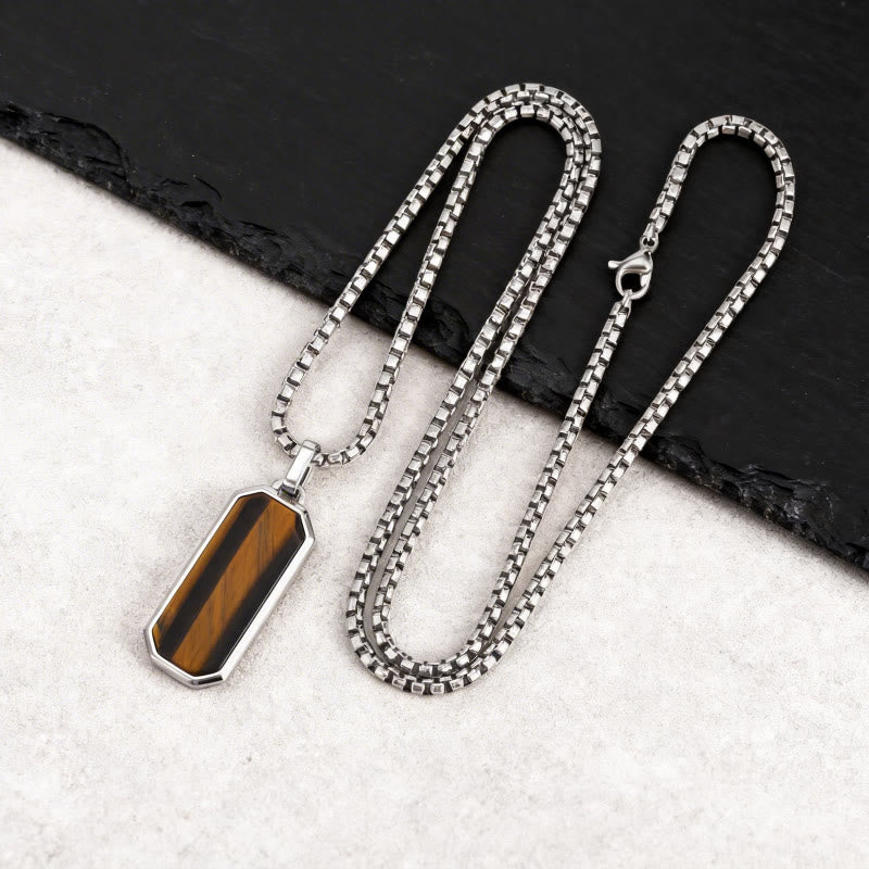 FuAttract Protection Clarity & Confidence Stainless Steel Resin Glossy Minimalist Pendant Necklace - Tiger Eye - image 12
