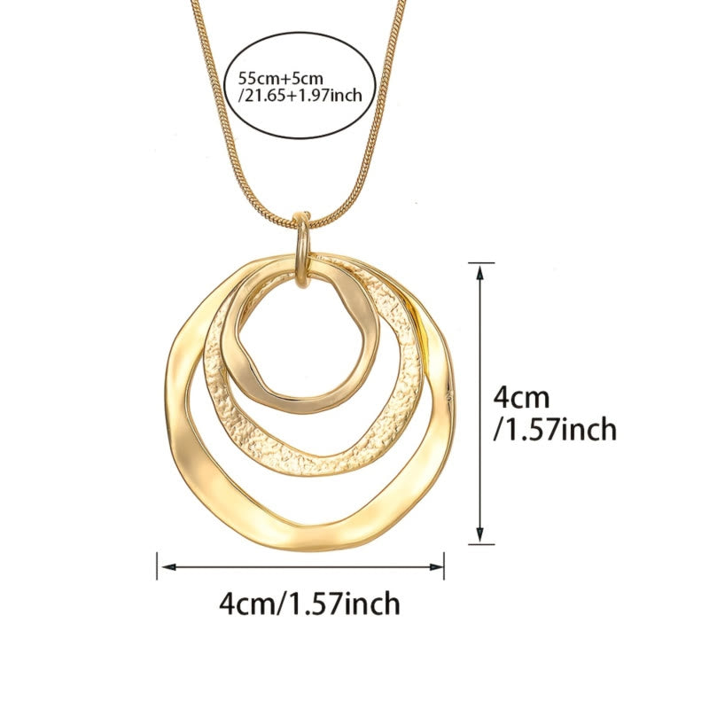 FuAttract Harmony Unity & Elegance Irregular Three Circle Eternal Connection Zinc Alloy Pendant Necklace - image 2