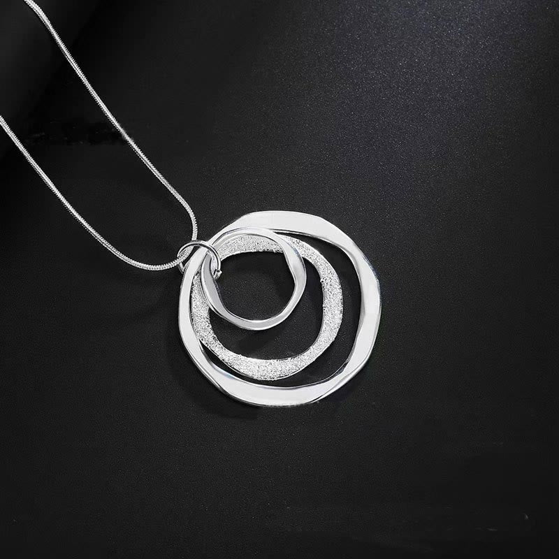 FuAttract Harmony Unity & Elegance Irregular Three Circle Eternal Connection Zinc Alloy Pendant Necklace - Silver - image 4