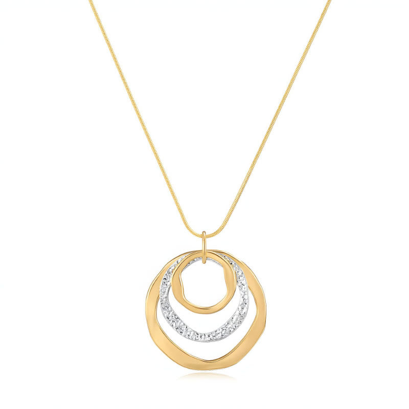FuAttract Harmony Unity & Elegance Irregular Three Circle Eternal Connection Zinc Alloy Pendant Necklace - Gold+Sliver+Gold - image 10