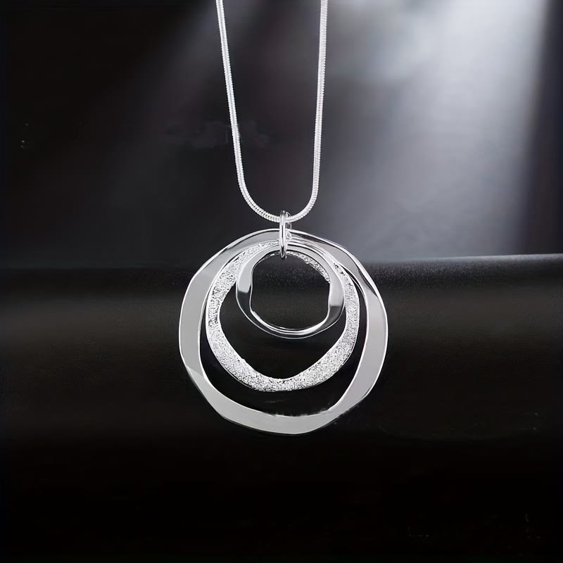 FuAttract Harmony Unity & Elegance Irregular Three Circle Eternal Connection Zinc Alloy Pendant Necklace - image 6