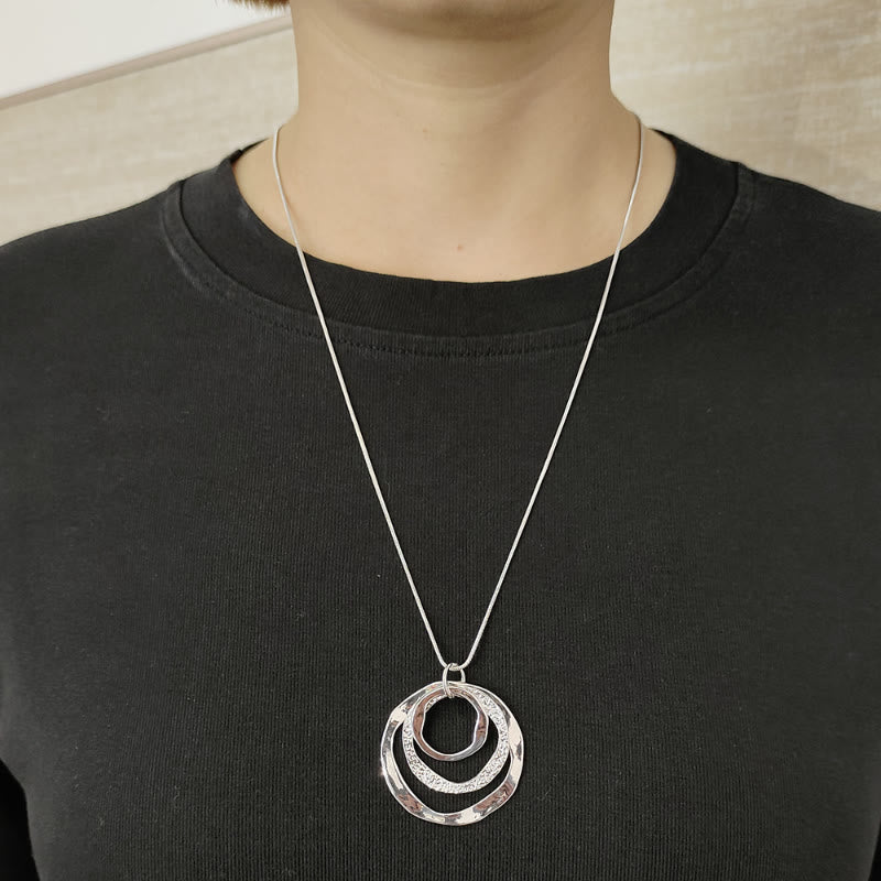 FuAttract Harmony Unity & Elegance Irregular Three Circle Eternal Connection Zinc Alloy Pendant Necklace - image 5