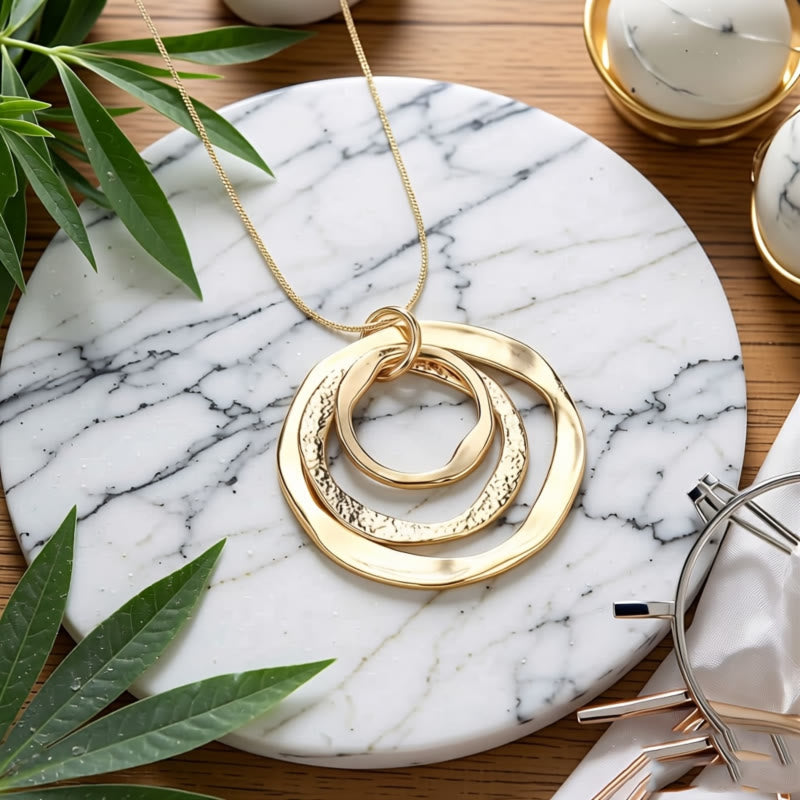 FuAttract Harmony Unity & Elegance Irregular Three Circle Eternal Connection Zinc Alloy Pendant Necklace - image 1