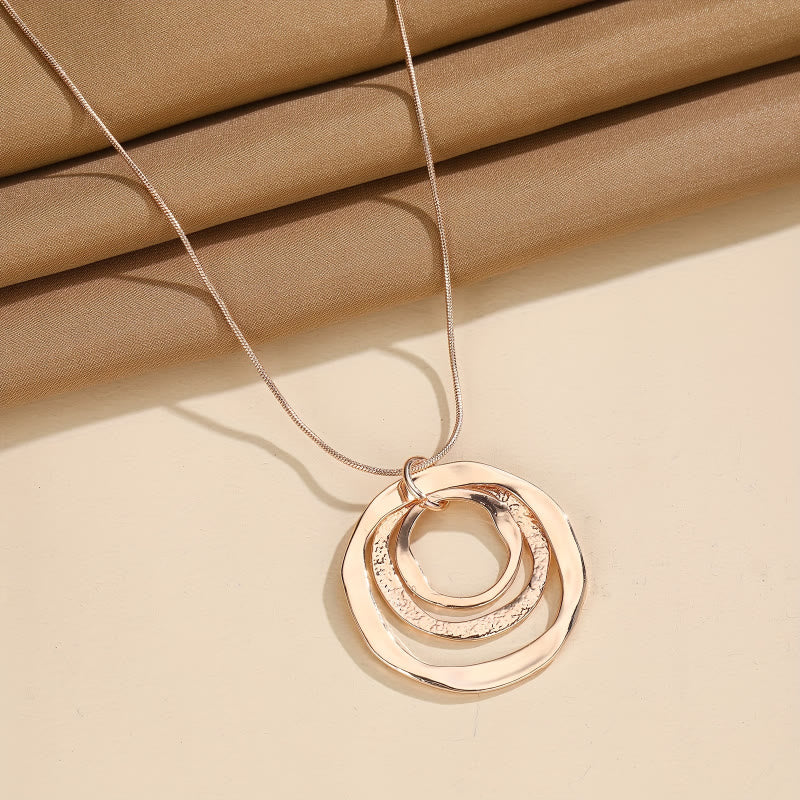 FuAttract Harmony Unity & Elegance Irregular Three Circle Eternal Connection Zinc Alloy Pendant Necklace - Rose Gold - image 7