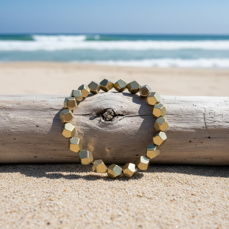 FuAttract Wealth Confidence & Protection Pyrite Irregular Faceted Bead Energy Bracelet - image 2