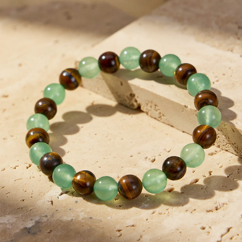 FuAttract Luck Growth Protection & Emotional Balance Green Aventurine Tiger's Eye Bracelet - image 1