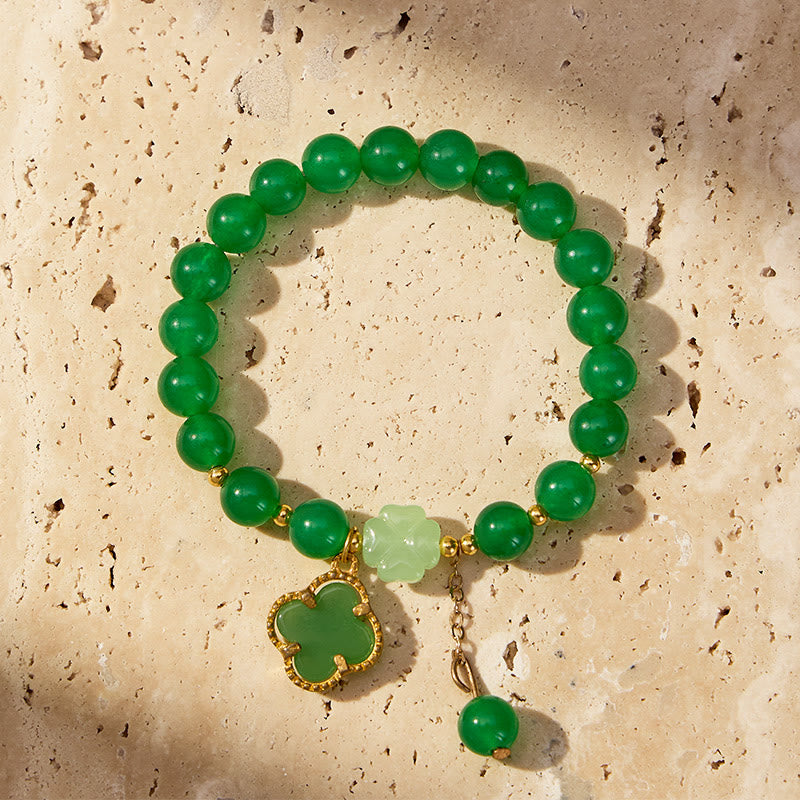 FuAttract Luck Growth & Opportunity Natural Green Aventurine Four-leaf Clover Bracelet - image 2