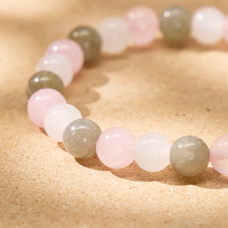 FuAttract Love & Harmony Natural Rose Quartz Colorblock Crystal Beaded Bracelet - image 5