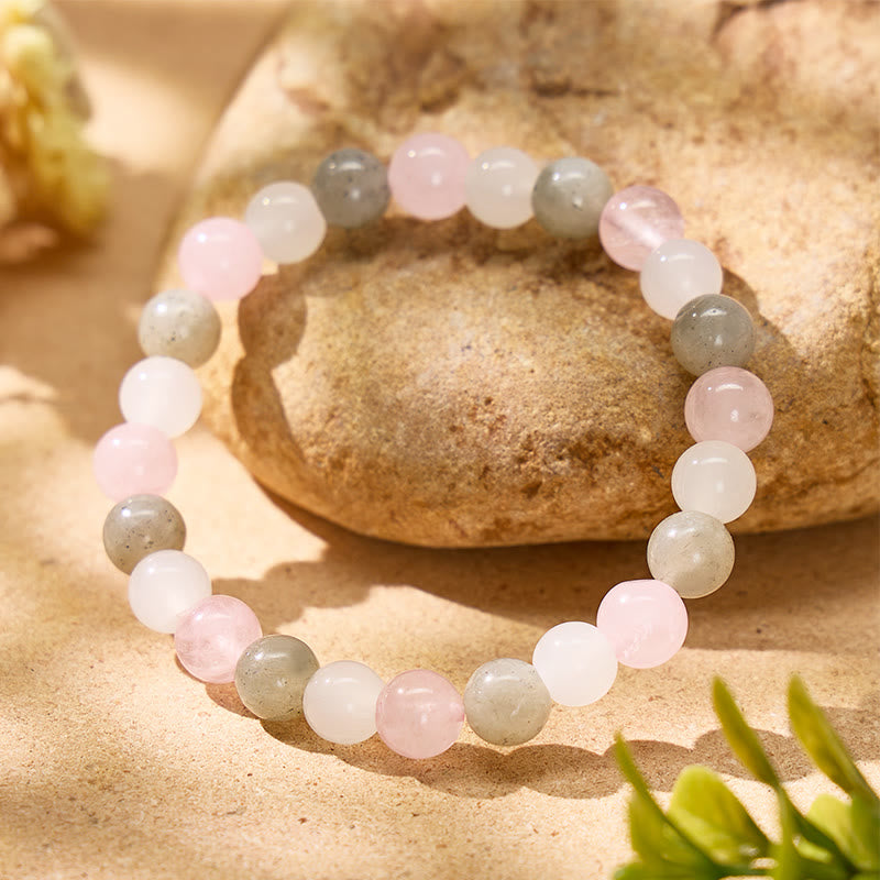 FuAttract Love & Harmony Natural Rose Quartz Colorblock Crystal Beaded Bracelet - image 1