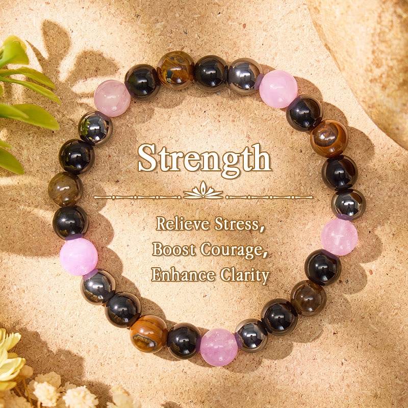 FuAttract Protection Strength & Confidence Tiger Eye Amethyst Healing Bracelet - Tiger Eye & Amethyst - image 0