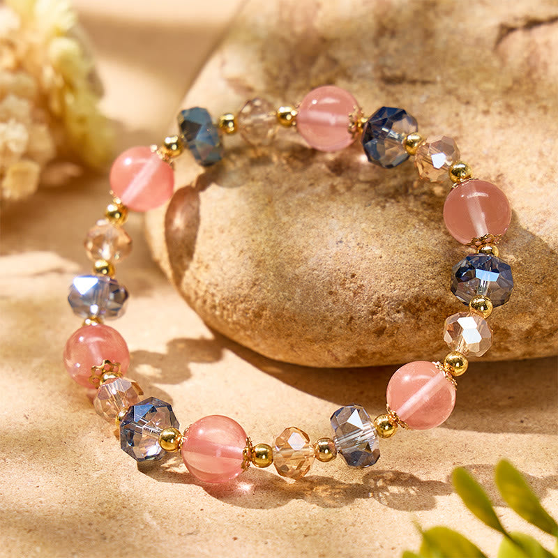 FuAttract Love Luck & Harmony Natural Strawberry Quartz Colorblock Charm Bracelet - image 1