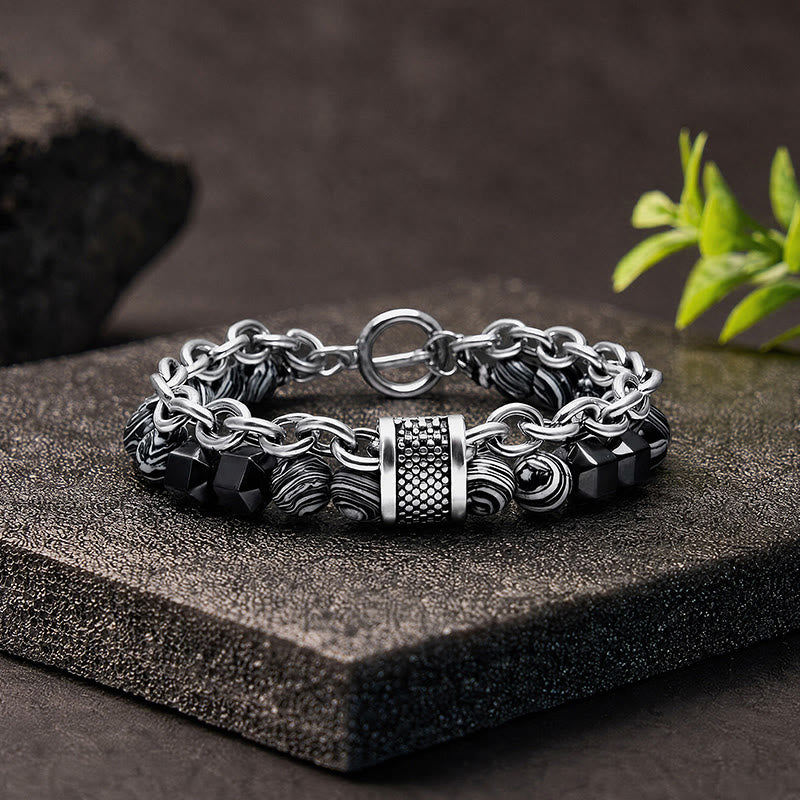 FuAttract Protection Grounding & Inner Strength Malachite Hematite Bead Stainless Steel Bracelet - White - image 1