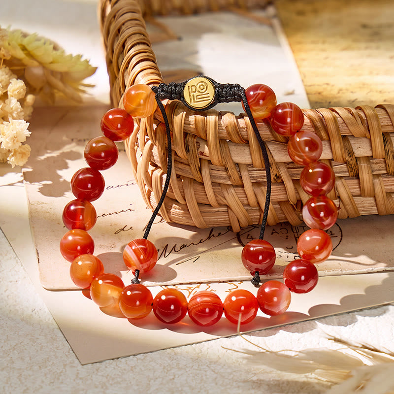 FuAttract Joy Confidence & Vitality Orange Stripe Agate Adjustable Macrame Bracelet - image 1