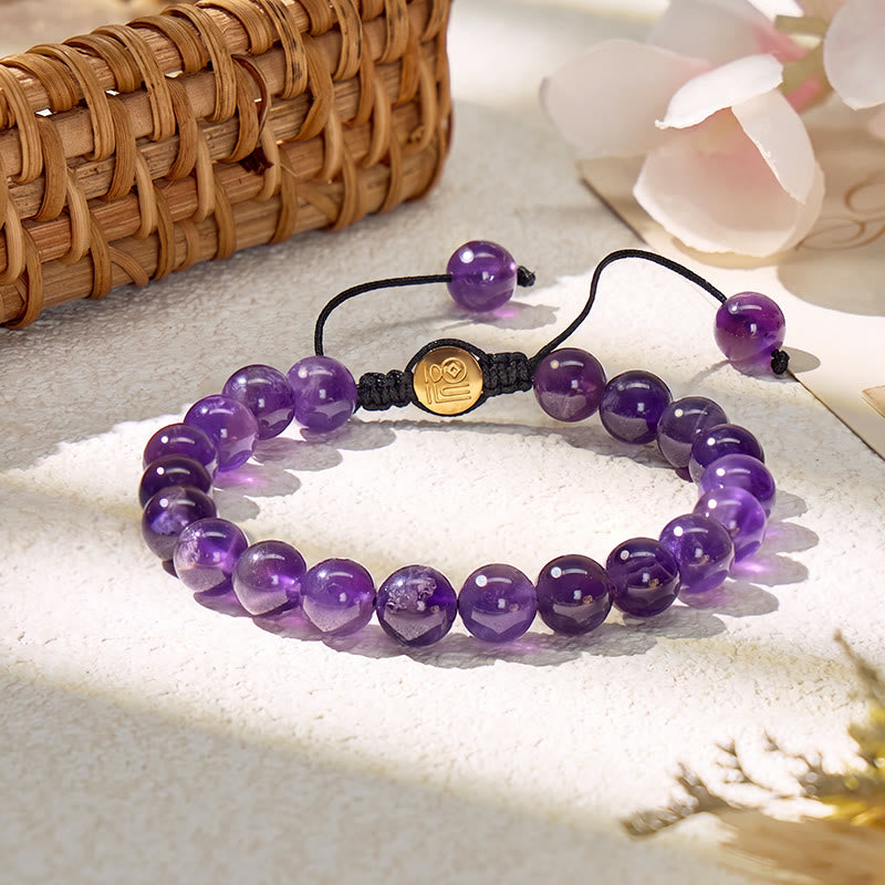 FuAttract Clarity Wisdom & Spiritual Harmony Amethyst Adjustable Macrame Bracelet - 8mm - image 0