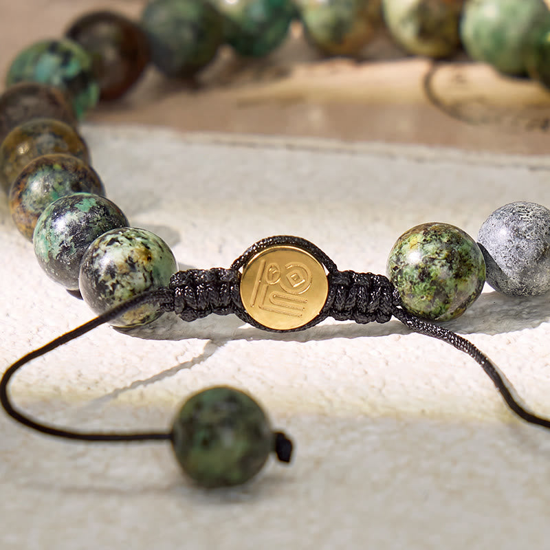 FuAttract Grounding Growth & Spiritual Connection African Turquoise Adjustable Macrame Bracelet - image 4