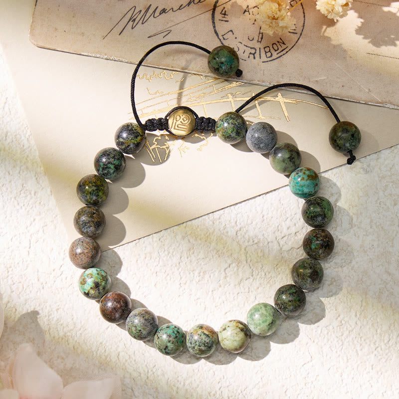 FuAttract Grounding Growth & Spiritual Connection African Turquoise Adjustable Macrame Bracelet - image 2