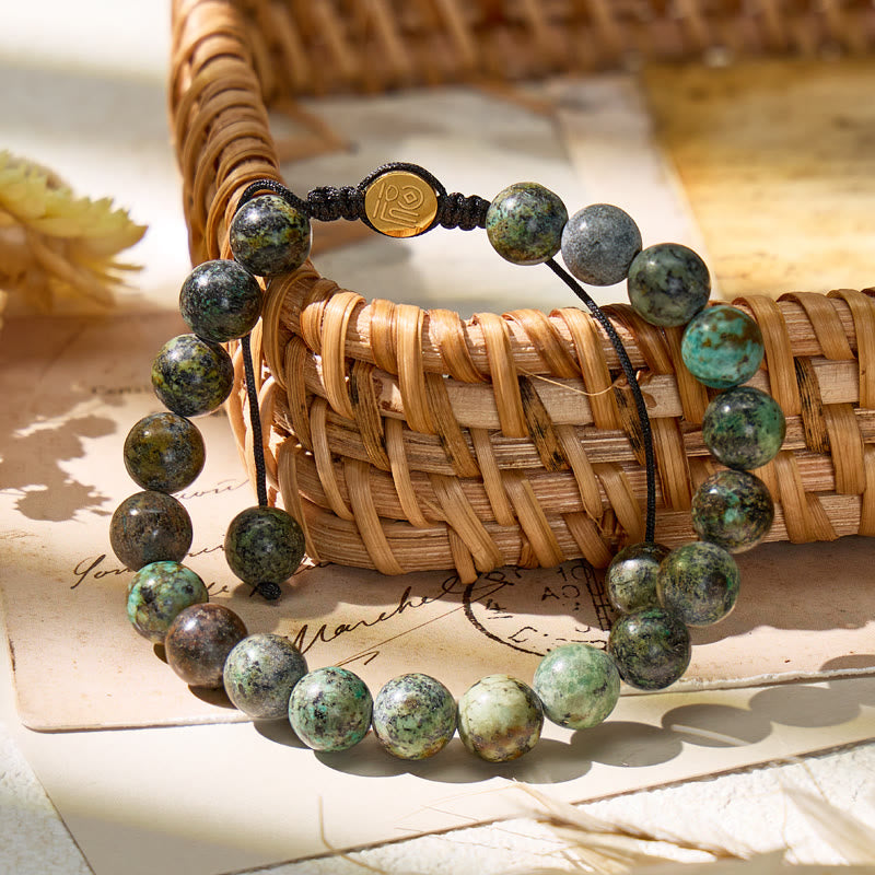 FuAttract Grounding Growth & Spiritual Connection African Turquoise Adjustable Macrame Bracelet - image 1