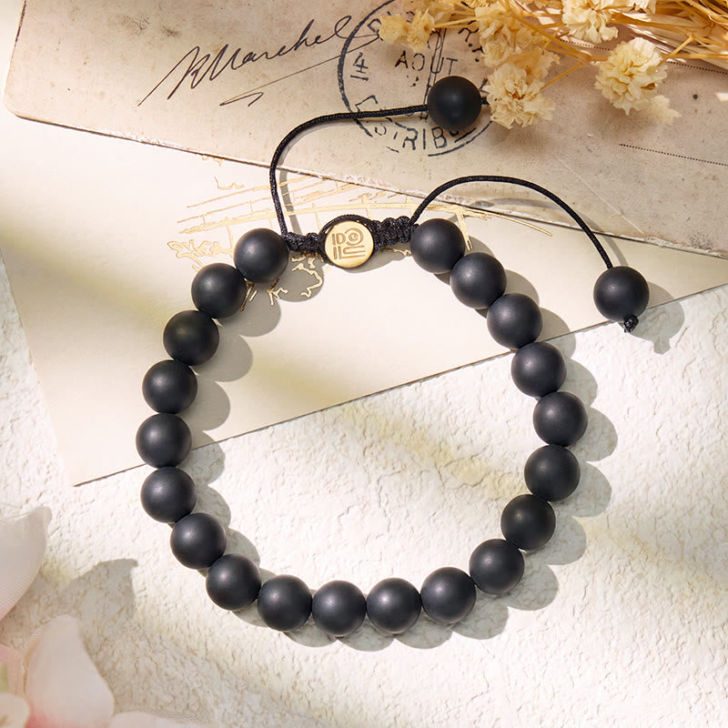 FuAttract Protection Strength & Calm Matte Black Onyx Adjustable Macrame Bracelet - image 2