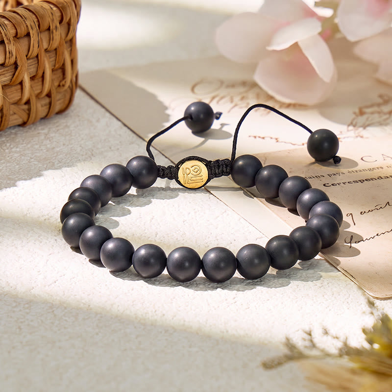 FuAttract Protection Strength & Calm Matte Black Onyx Adjustable Macrame Bracelet - 8mm - image 0