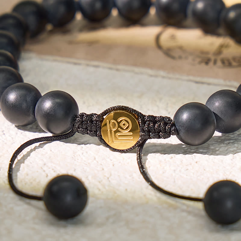 FuAttract Protection Strength & Calm Matte Black Onyx Adjustable Macrame Bracelet - image 4