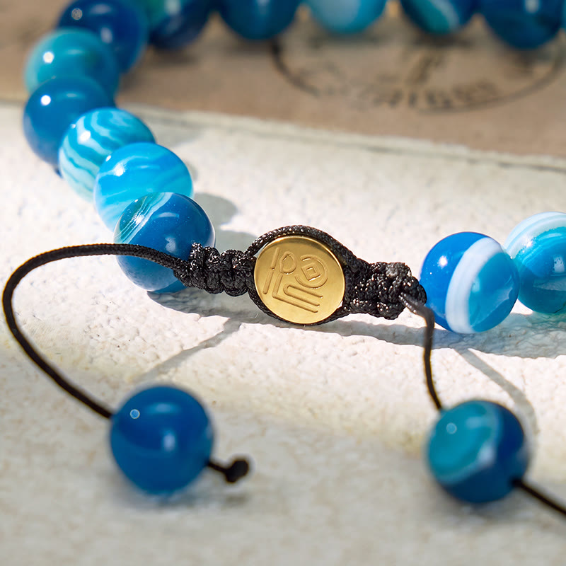 FuAttract Calm Communication & Inner Peace Blue Agate Adjustable Macrame Bracelet - image 4