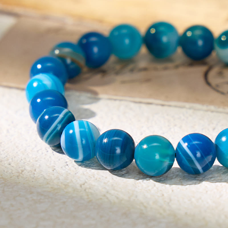 FuAttract Calm Communication & Inner Peace Blue Agate Adjustable Macrame Bracelet - image 3