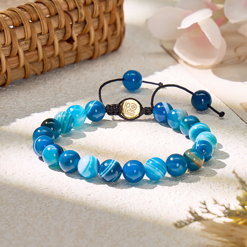 FuAttract Calm Communication & Inner Peace Blue Agate Adjustable Macrame Bracelet - 8mm - image 0