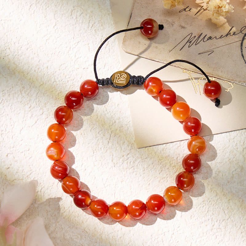 FuAttract Courage Vitality & Passion Red Agate Adjustable Macrame Bracelet - image 2