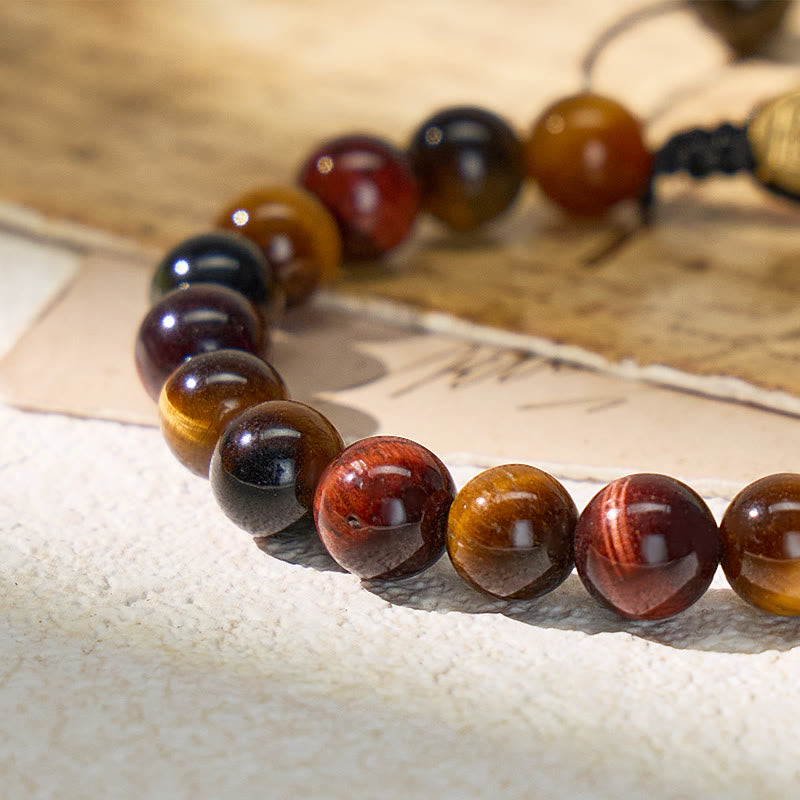 FuAttract Confidence Strength & Protection Tri-Color Tiger's Eye Adjustable Macrame Bracelet - image 3