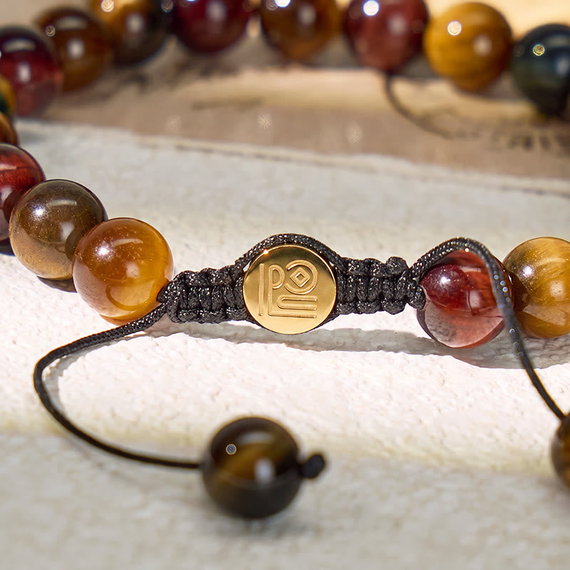FuAttract Confidence Strength & Protection Tri-Color Tiger's Eye Adjustable Macrame Bracelet - image 4