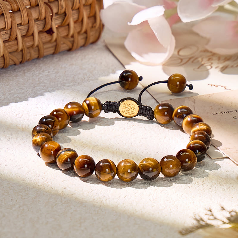 FuAttract Confidence Stability & Courage Tiger's Eye Adjustable Macrame Bracelet - 8mm - image 0