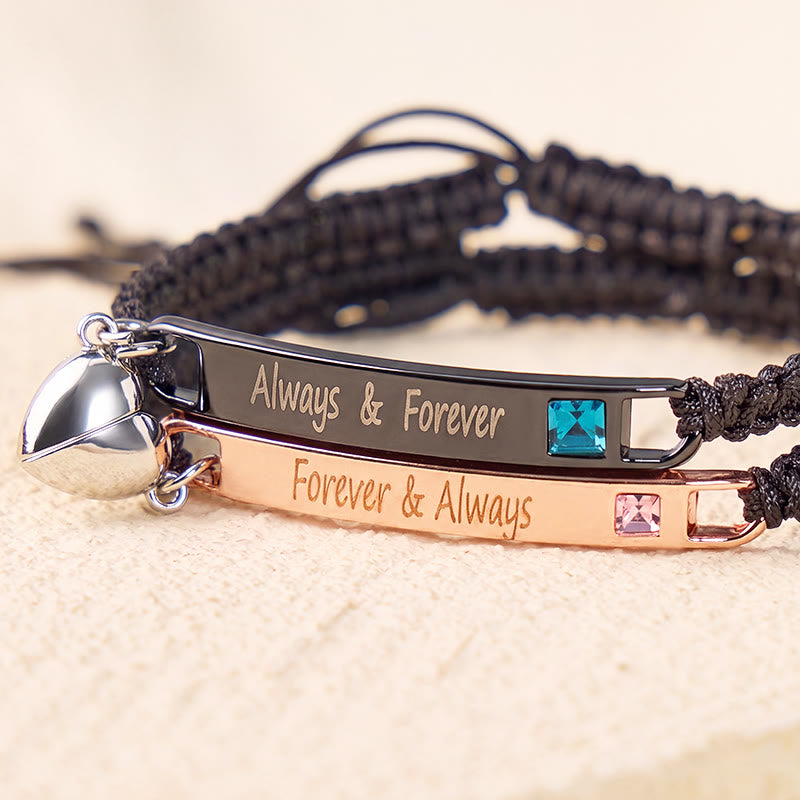 FuAttract Love Connection & Harmony Stainless Steel Engraved Plate Heart Link Braided Bracelet - image 3